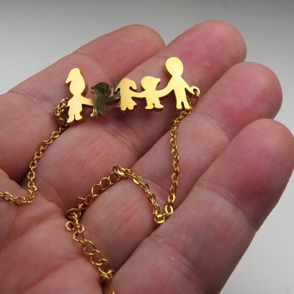 14k Mother Father Children Bracelet - Picture 2 of 3